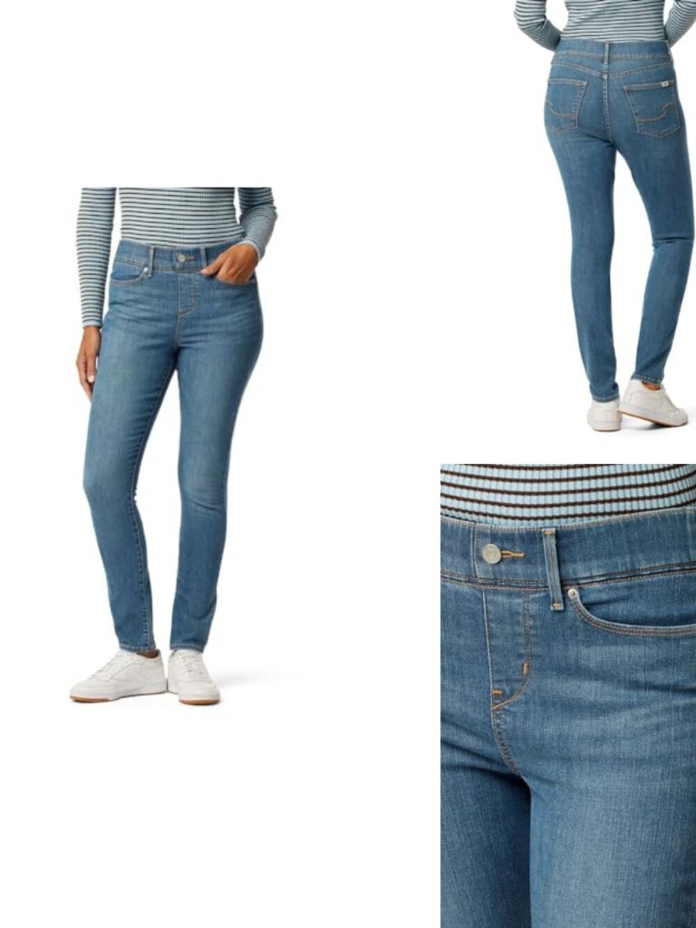 Women's Mid-Rise Pull-On Skinny Jeans with Control Panel